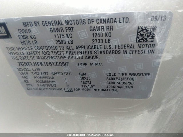 Chevrolet Equinox Ltz 2014 2GNFLHEK1E6122897 Image 9
