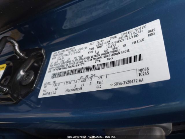 2019 FORD F-150 1FTFW1RG5KFC45178 Photo 8