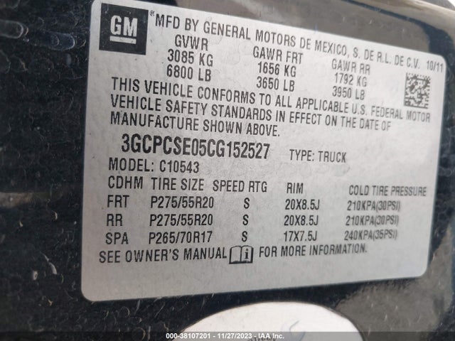 2012 CHEVROLET SILVERADO 1500 LT VIN: 3GCPCSE05CG152527