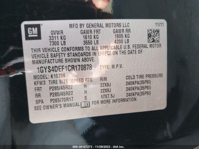 2012 CADILLAC ESCALADE 1GYS4DEF1CR170878 Photo 8