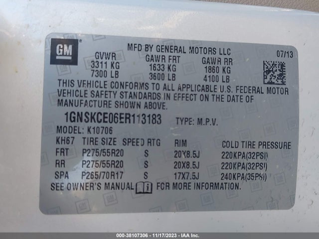 Chevrolet Tahoe Ltz 2014 1GNSKCE06ER113183 Image 9