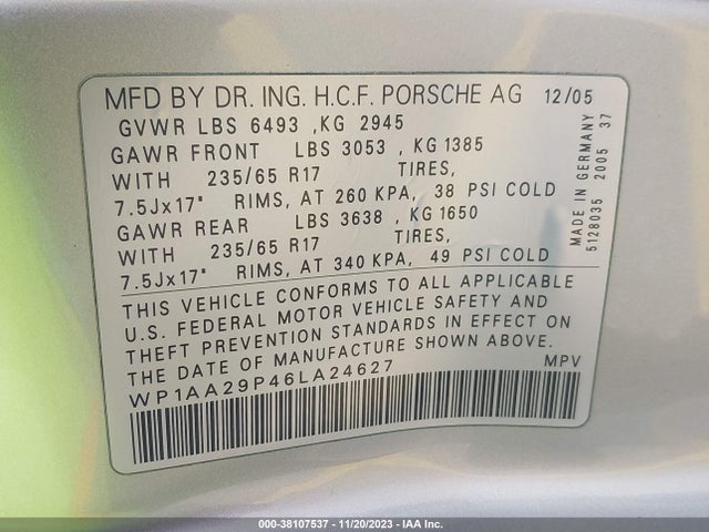 2006 PORSCHE CAYENNE WP1AA29P46LA24627 Photo 8