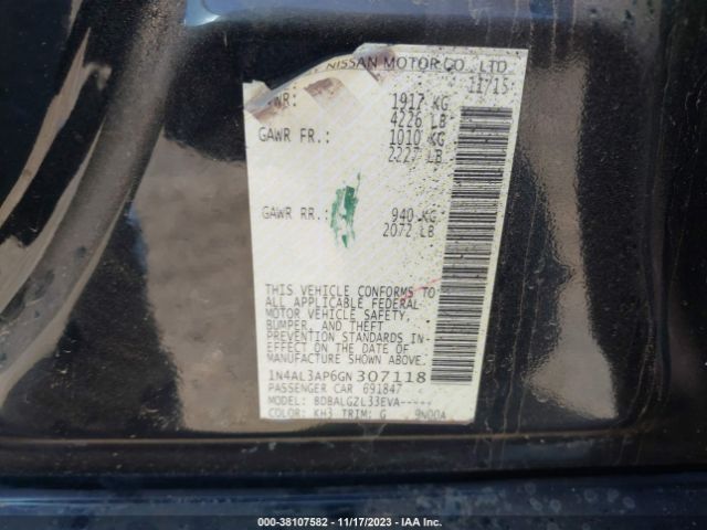 1N4AL3AP6GN307118 Nissan Altima 2.5 Sl/2.5 Sr/2.5 Sv/2.5/2.5 S