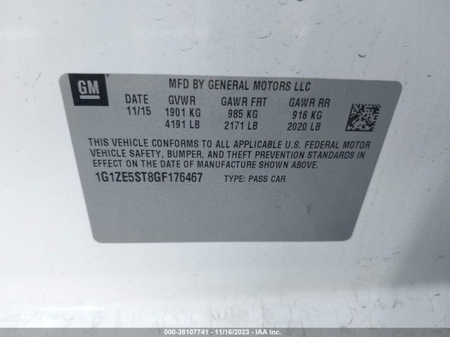 Chevrolet MALIBU 1LT 2016 1G1ZE5ST8GF176467 Image 9
