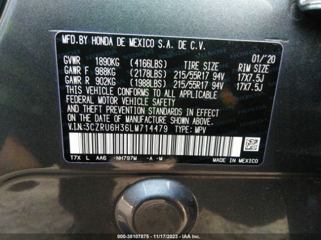 3CZRU6H36LM714479 Honda Hr-v Awd Lx