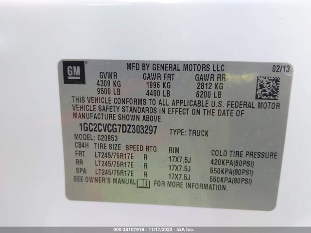 2013 CHEVROLET SILVERADO 2500HD WORK TRUCK VIN: 1GC2CVCG7DZ303297