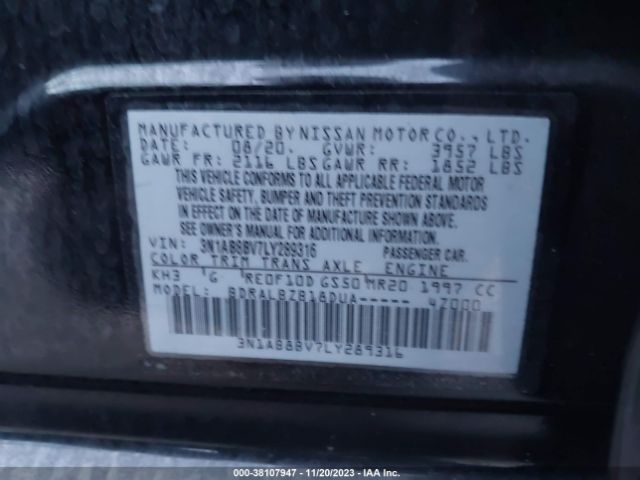 3N1AB8BV7LY289316 Nissan Sentra S Xtronic Cvt