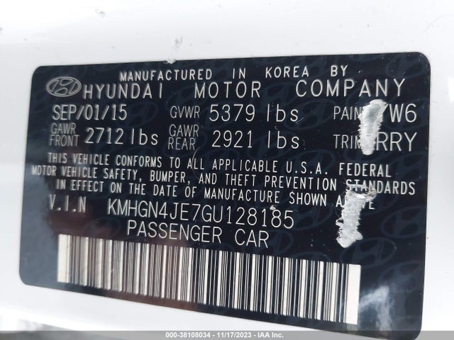 Hyundai Genesis 3.8 2016 KMHGN4JE7GU128185 Image 9