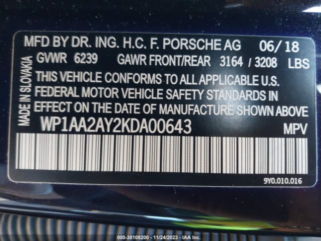 2019 PORSCHE CAYENNE WP1AA2AY2KDA00643 Photo 8
