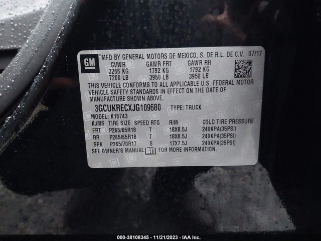 Chevrolet Silverado 1500 2lt 2018 3GCUKRECXJG109680 Image 9