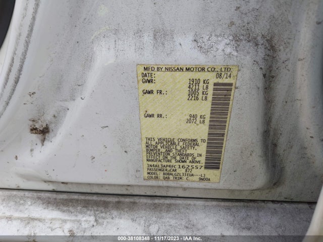 Nissan Altima 2.5 S 2015 1N4AL3AP4FC162557 Image 9