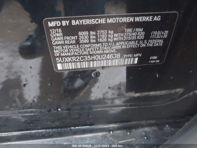 5UXKR2C35H0U24638 BMW X5 Sdrive35i