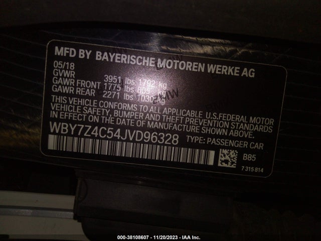BMW I3 94ah W/range Extender 2018 WBY7Z4C54JVD96328 Image 9