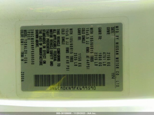 3N6CM0KN9FK699590 Nissan Nv200 2.5s/2.5sv