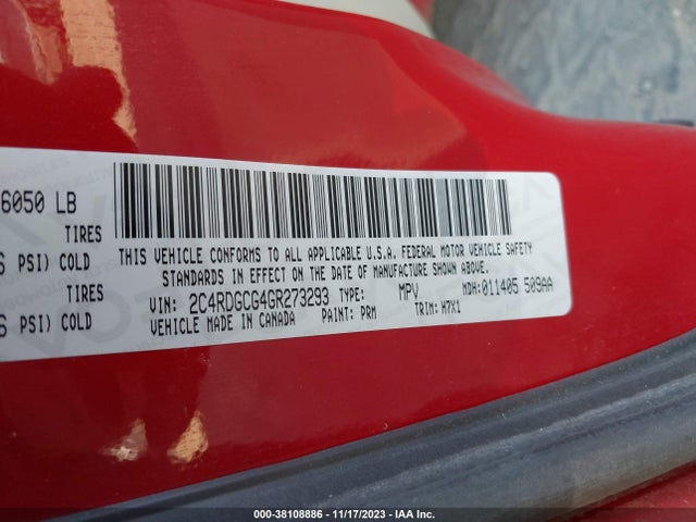 Dodge Grand Caravan Sxt 2016 2C4RDGCG4GR273293 Image 9
