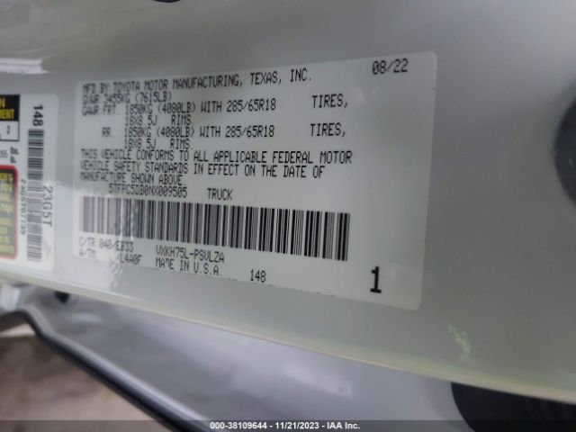 2022 TOYOTA TUNDRA HYBRID 5TFPC5DB0NX009505 Photo 8