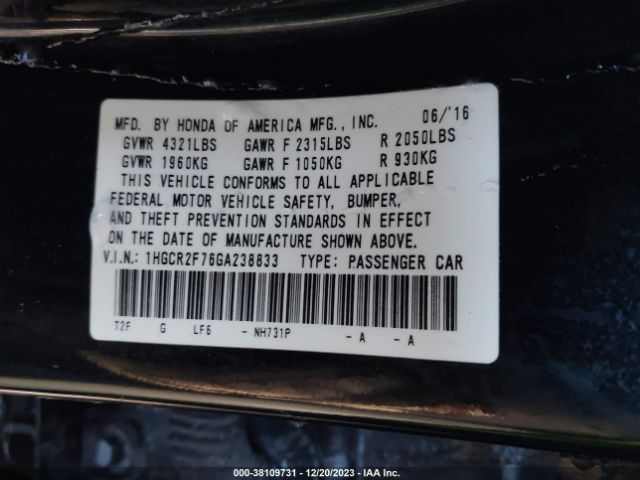 2016 HONDA ACCORD SEDAN 1HGCR2F76GA238833 Photo 8