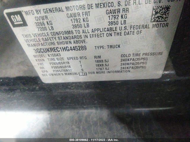 Chevrolet Silverado 1500 2lt 2017 3GCUKREC1HG445289 Image 9