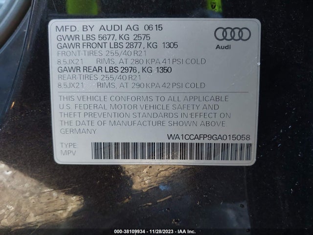 WA1CCAFP9GA015058 Audi Sq5 3.0t Premium Plus