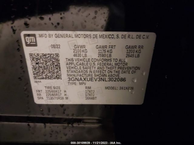 2022 CHEVROLET EQUINOX 3GNAXUEV3NL302086 Photo 8