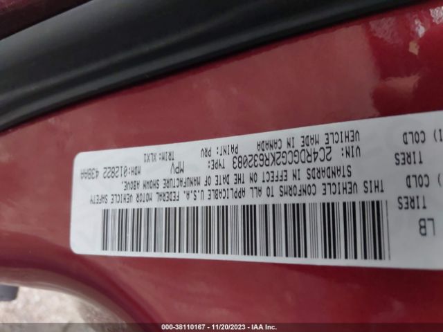 2C4RDGCG2KR632083 Dodge Grand Caravan Sxt