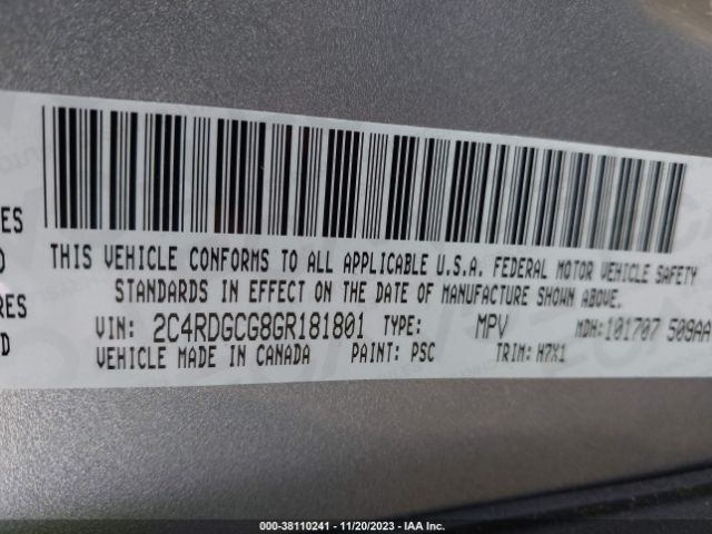2C4RDGCG8GR181801 Dodge Grand Caravan Sxt