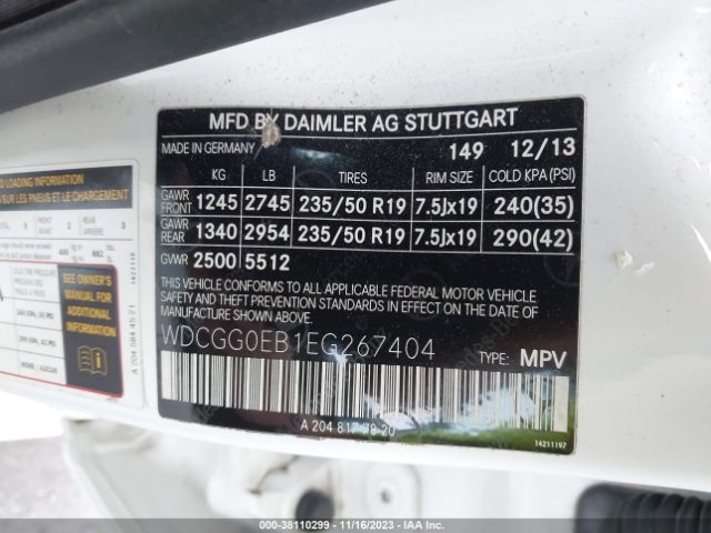 WDCGG0EB1EG267404 Mercedes-Benz Glk-class Glk 250 Bluetec