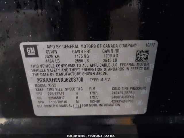 Chevrolet EQUINOX LS 2018 2GNAXHEVXJ6208700 Image 9