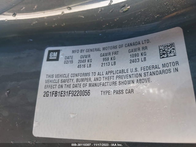 Chevrolet Camaro 2ls 2015 2G1FB1E31F9220056 Image 9