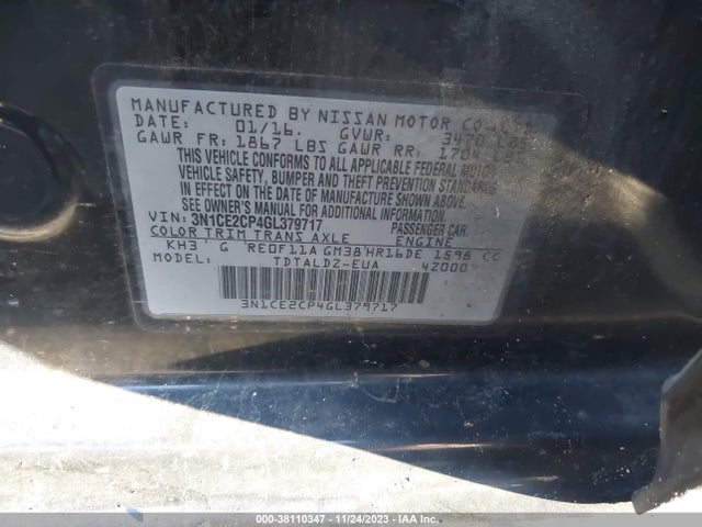 Nissan Versa Note S Plus/sv/sr/s (sr)/sl 2016 3N1CE2CP4GL379717 Image 9