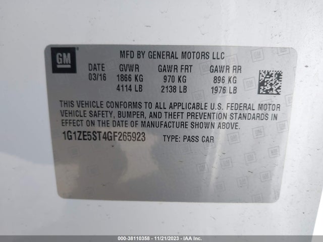 Chevrolet MALIBU 1LT 2016 1G1ZE5ST4GF265923 Image 9