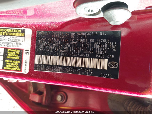 Toyota CAMRY LE 2019 4T1B11HK9KU740512 Image 9