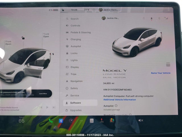 2021 TESLA MODEL Y LONG RANGE DUAL MOTOR ALL-WHEEL DRIVE VIN: 5YJYGDEE2MF193463