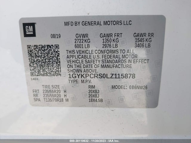 1GYKPCRS0LZ115878 Cadillac Xt6 Fwd Premium Luxury