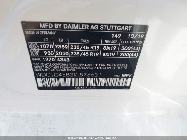 2019 MERCEDES-BENZ GLA 250 WDCTG4EB3KJ576621 Photo 8