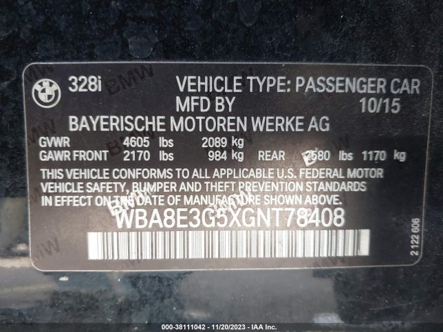 WBA8E3G5XGNT78408 BMW 328i Xdrive