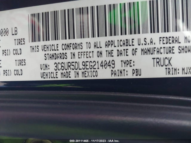 2014 RAM 2500 LONE STAR VIN: 3C6UR5DL9EG214049