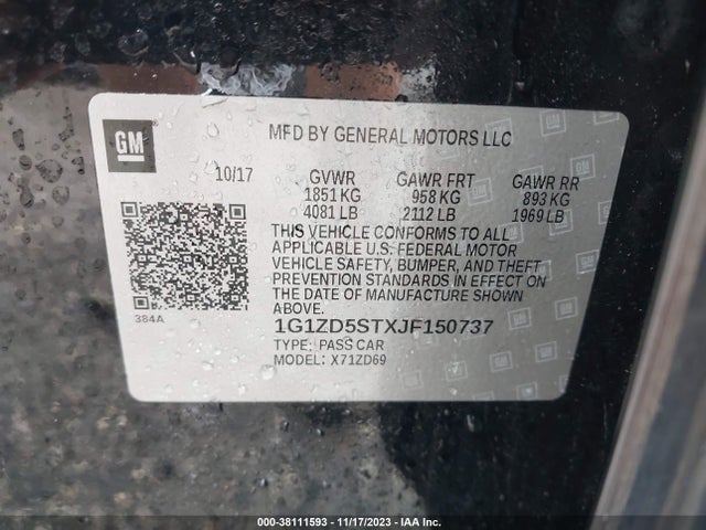 Chevrolet MALIBU LT 2018 1G1ZD5STXJF150737 Image 9