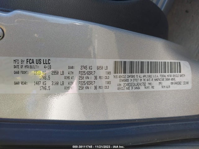 Dodge Grand Caravan Gt 2018 2C4RDGEGXJR241792 Image 9