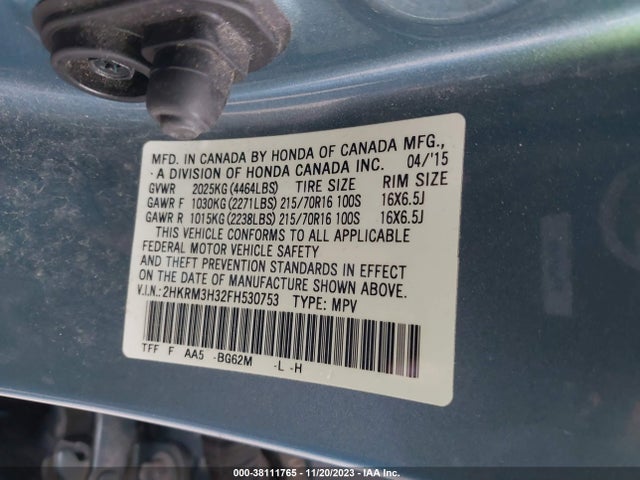 Honda CR-V LX 2015 2HKRM3H32FH530753 Image 9