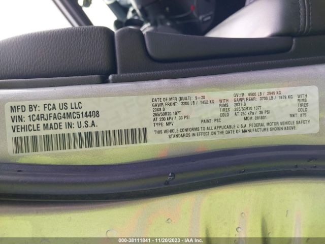 2021 JEEP GRAND CHEROKEE 1C4RJFAG4MC514408 Photo 8