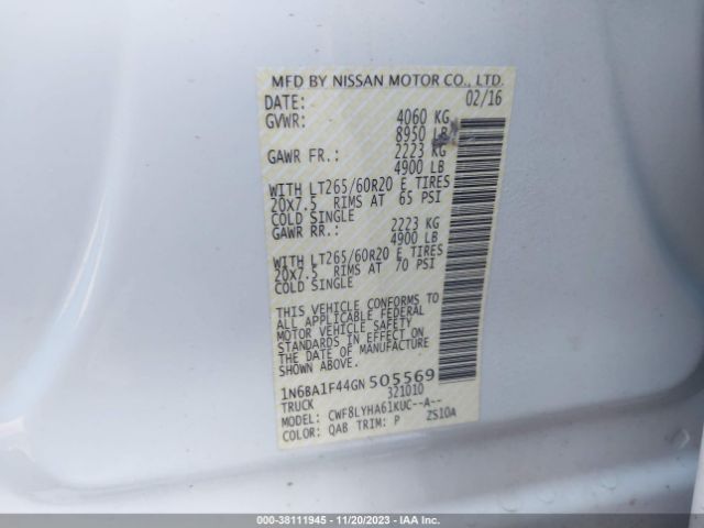 1N6BA1F44GN505569 Nissan Titan Xd Platinum Reserve Diesel