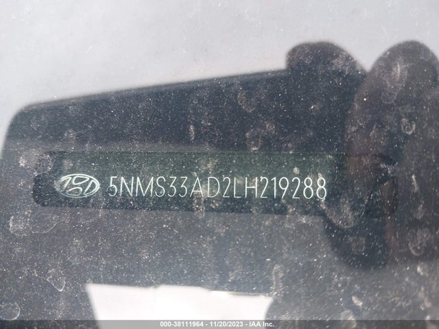 2020 HYUNDAI SANTA FE SEL VIN: 5NMS33AD2LH219288