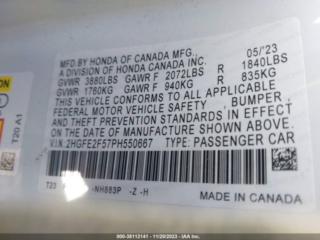 Honda Civic Sport 2023 2HGFE2F57PH550667 Image 9