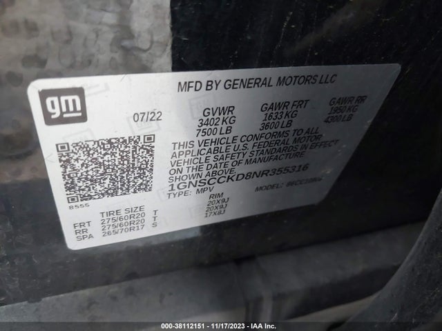 Chevrolet Suburban 2wd Lt 2022 1GNSCCKD8NR355316 Image 9