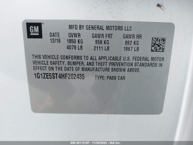 Chevrolet MALIBU 1LT 2017 1G1ZE5ST4HF202435 Image 9