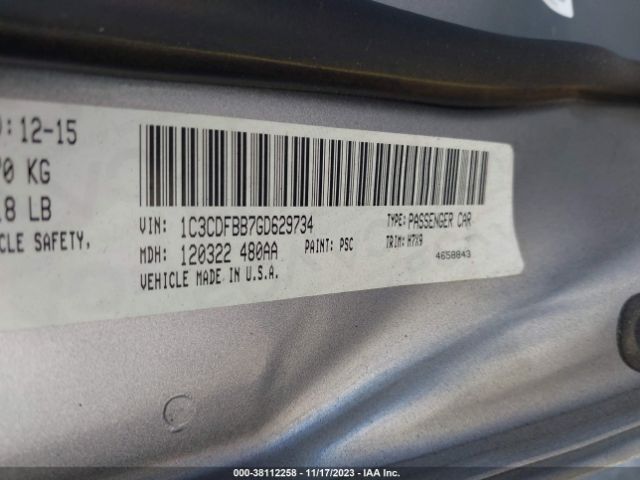 1C3CDFBB7GD629734 Dodge DART SXT