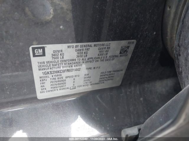 1GKS2HKC9FR601442 GMC Yukon Xl 1500 Slt
