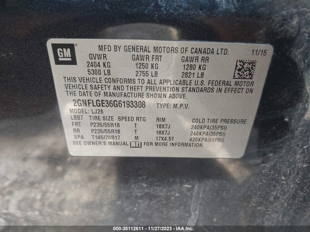 Chevrolet Equinox Ltz 2016 2GNFLGE36G6193308 Image 9