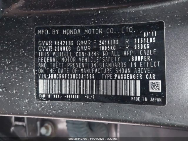 JHMCR6F5XHC031595 Honda Accord Hybrid Ex-l